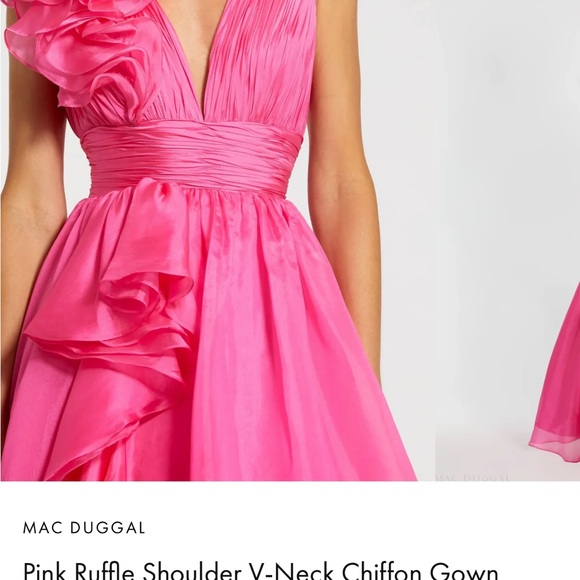 Mac Duggal Vibrant Pink Chiffon Gown - Picture 1 of 3